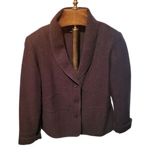 Vintage Sarah Felted Wool Chocolate Brown Blazer Jacket Size XL